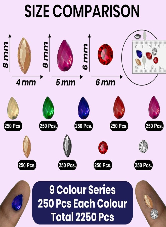 INDIKONB Multicolor Rhinestones Flatback Pastable Kundan Stones Gemstones and Crystals for Art and Crafts, Jewellery Making, Clothes, Embroidery Material DIY kit | Flat Stone - FS02 | - Image 2